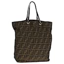 FENDI Zucca Canvas Hand Bag Brown Black Auth ep7128 - Fendi