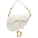 Dior White Mini Oblique Canvas Saddle Bag
