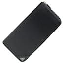 Prada Round Long Wallet in Black Leather