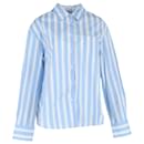 The Frankie Shop Striped Button-Down Shirt in White and Blue Cotton - Autre Marque