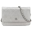 Chanel Silver CC Quilted Aged Calfskin Wallet On Chain
