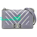 Chanel Green Medium Chevron Lambskin and Iridescent PVC Boy Flap