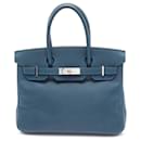 Hermès Blue Epsom Birkin Retourne 30