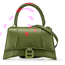 Balenciaga Red Small Leather Hourglass Top Handle Bag