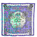 Hermès Square Scarf 90 Astres et Soleil 1994 Silk Twill Scarf Blue Faivre Hermes