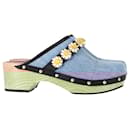 Fabrizio Viti Floral Clogs in Blue Cotton Denim - Autre Marque