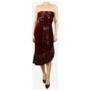 Maroon strapless velvet midi dress - size UK 8 - Ulla Johnson