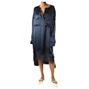 Navy blue silk lace-trimmed midi dress - size XS - Autre Marque