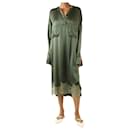 Khaki green silk lace-trimmed midi dress - size XS - Autre Marque