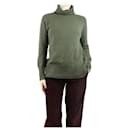 Moss green ribbed roll-neck jumper - size UK 8 - Autre Marque