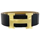 Hermes Constance Belt in Black and Gold - Hermès