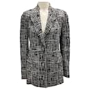 Rosetta Getty Black Etched Plaid Pattern Blazer - Autre Marque