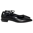 Christian Louboutin Conclusive Spike Red Sole Ballerina Flats in Black Leather