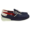 Tod's For Ferrari Bow Loafers in Navy Blue Leather