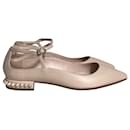 Christian Louboutin Conclusive Spike Red Sole Ballerina Flats in Nude Leather