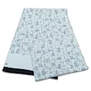 Hermès Blue Printed Cashmere Silk Stole Scarf