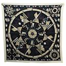 NEUF FOULARD HERMES ROSE DE COMPAS CARRE 70 EN SOIE NOIRE BOITE SILK SCARF - Hermès