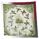 NEUF FOULARD HERMES HALTE EN CAMARGUE DALLET CARRE 90 SOIE ROUGE SILK SCARF - Hermès