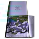 Hermès scarf titled "NOEL AU 24 FAUBOURG" in its box and outer box - white background
