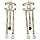 Chanel CC Embellished Chain Drop Earrings in Gold Brass