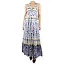Blue and white cotton halterneck maxi dress - size UK 8 - Autre Marque