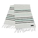 Écharpe Border Hermes en cachemire gris et vert - Hermès