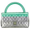 Chanel Leather Coco Mark Matelasse Handbag Green Gold