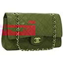 CHANEL Matelasse Chain Shoulder Bag Lamb Skin Red Gold CC Auth 111383 - Chanel