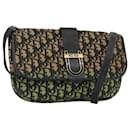 Christian Dior Trotter Canvas Shoulder Bag Navy Gold Auth 111587