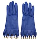 Hermes Blue Leather Gloves Women - Hermès