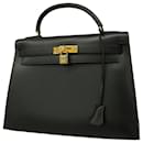Hermes Kelly 32 Handbag in Black Vache Leather - Hermès