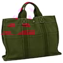 HERMES Deauville Tote Bag Canvas Red Auth ti2650 - Hermès