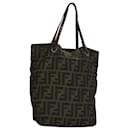 FENDI Zucca Canvas Hand Bag Nylon Black Khaki Silver Auth 111882 - Fendi