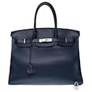 HERMES Birkin 35 Bag in Navy Blue Leather - 102488 - Hermès