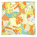 Hermes Carré 70 Les Petits Papier d'Herm's Yellow Silk Scarf - Hermès