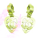 Chanel Coco Mark Heart Motif Gold Plated Clip Earrings