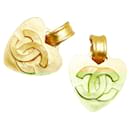 Chanel Coco Mark Heart Motif Gold Plated Clip Earrings