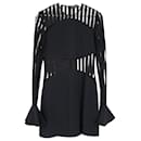 David Koma Macramé Long-sleeve Cady Mini Dress In Black Acetate - Autre Marque