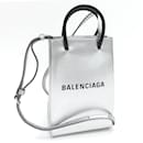 Balenciaga Black and Silver Leather Pochette