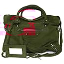 BALENCIAGA CLASSIC CITY MEDIUM 115748 RED SUEDE HAND BAG - Balenciaga