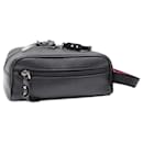 Christian Louboutin Black and Red Leather Clutch Bag