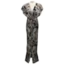 Prabal Gurung Black Multi Tiger Print Silk Maxi Dress