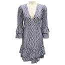 Michael Kors Collection Maritime / Optic White Gingham Floral Eyelet Tiered Dress - Autre Marque