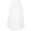 Alexander McQueen Contrast Stitch Midi Skirt in White Cotton - Alexander Mcqueen