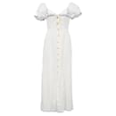 Rixo Briella Floral-Embroidered Dress in Cream Linen-Blend - Autre Marque