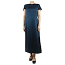 Steel blue short-sleeved midi dress - size UK 10 - Autre Marque