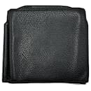 Valextra Black Leather Double Money Clip Wallet