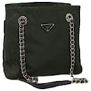PRADA Chain Shoulder Bag Nylon Khaki Auth 111918 - Prada