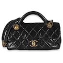Chanel Black Glazed Calfskin Medium Castle Rock Flap Bag