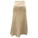 Olivine Gabbro Beige Metallic Wool Knit Midi Skirt - Autre Marque